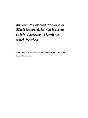 cover image of Answers to Selected Problems in Multivariable Calculus with Linear Algebra and Series